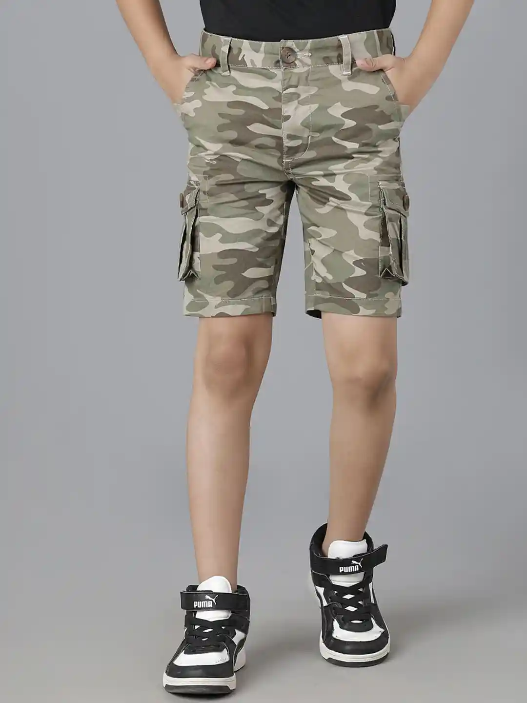 Buy UNDER FOURTEEN ONLY Boys Cotton Camouflage Printed Cargo