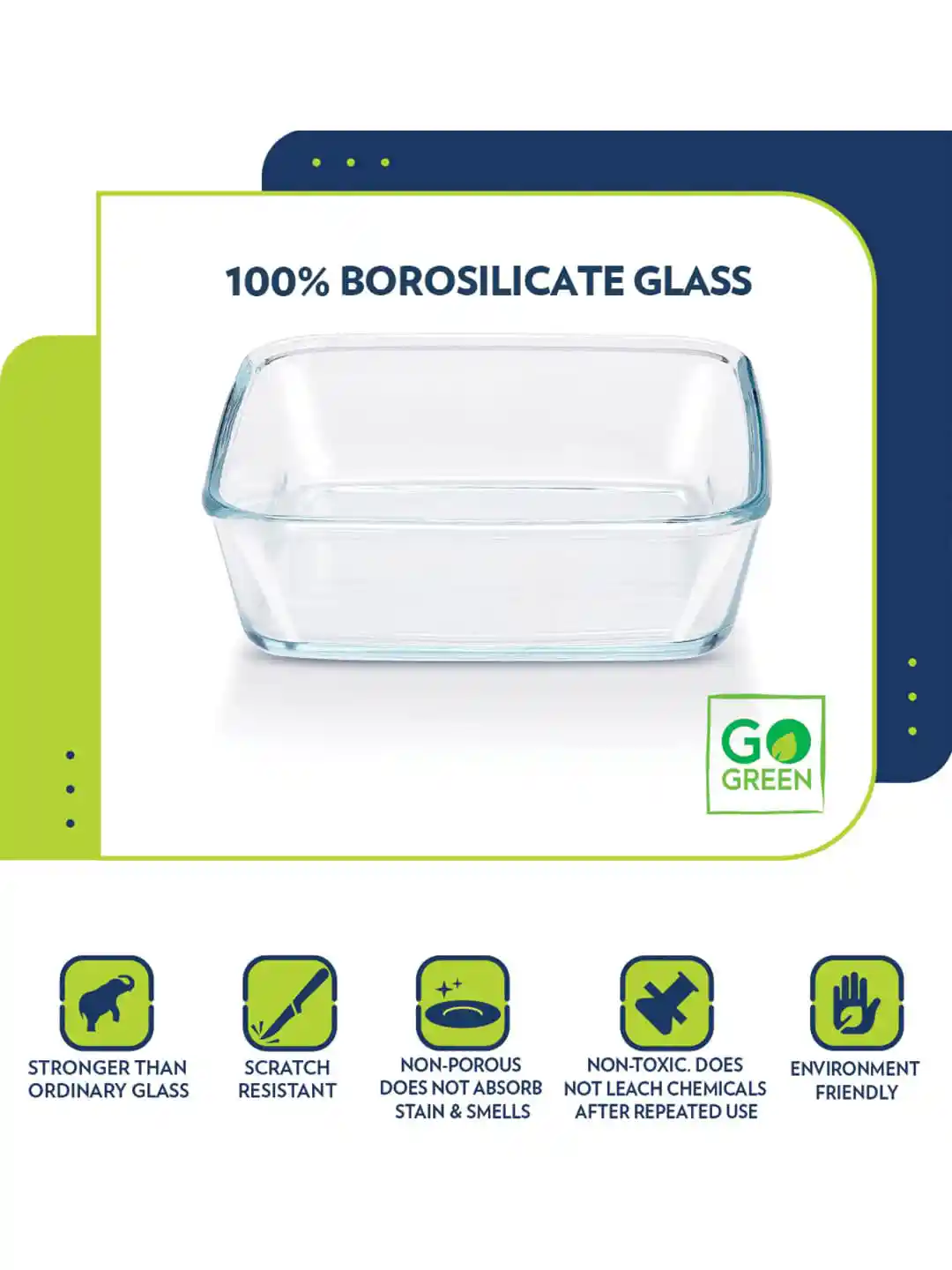 Buy BOROSIL Transparent Glass Square Cake Baking Dish With Lid 500