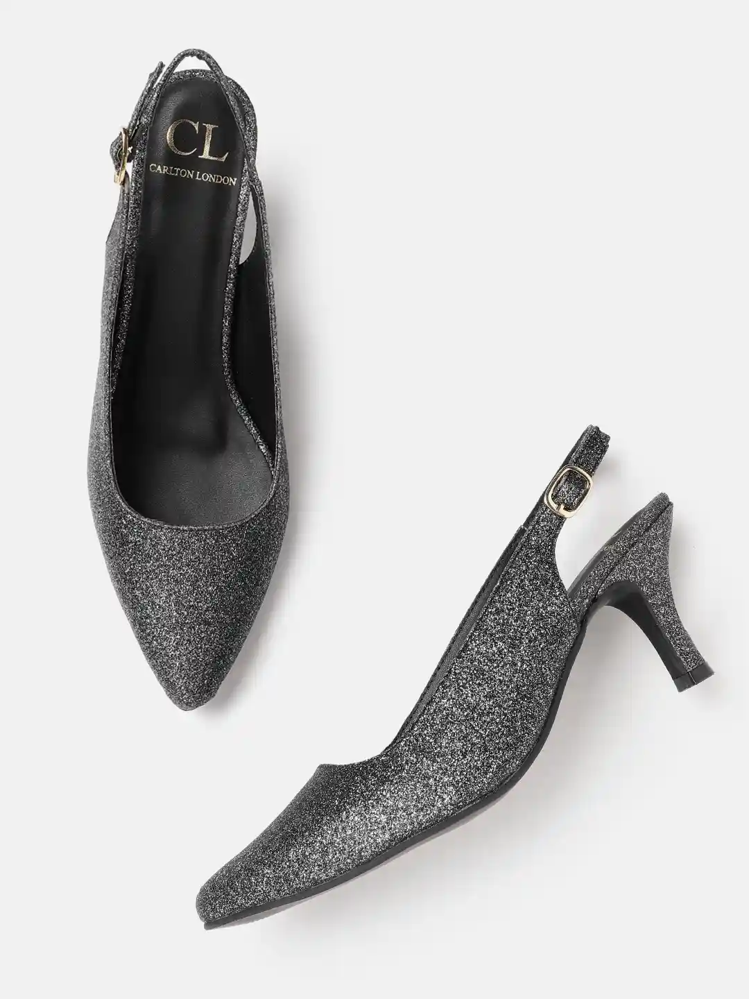 Buy Carlton London Shimmery Pointed Toe Kitten Pumps Heels for