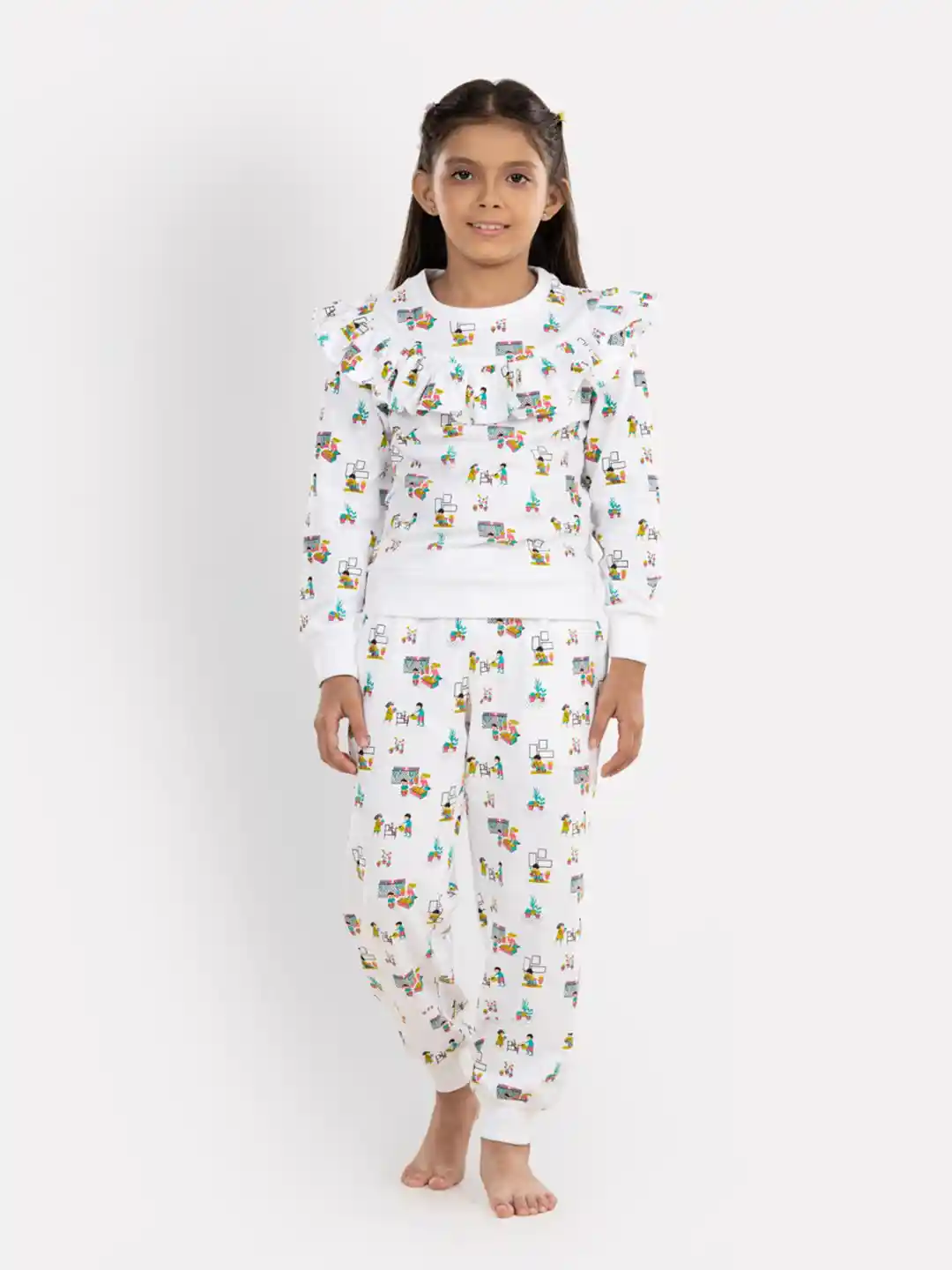 Growing Tree Girls Organic Cotton Printed Top with Pyjamas