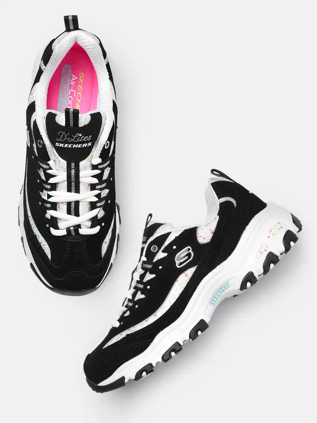 Buy Skechers Women Black D'LITES-DAZZLING CANVAS Printed Sneakers