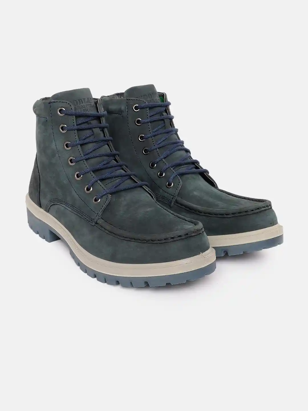 Leather Woodland Dnavy Hiking Boots Woodland Men Leather Mid-Top - Main Image