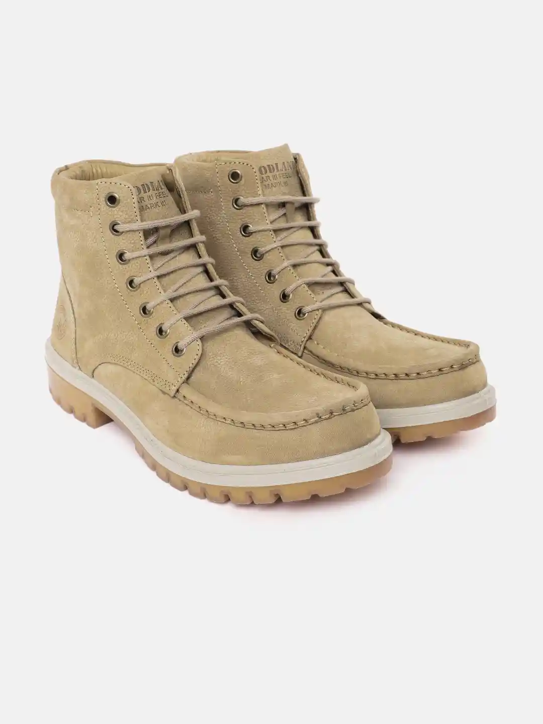 Woodland Men Round Toe Mid-Top Leather Regular Boots