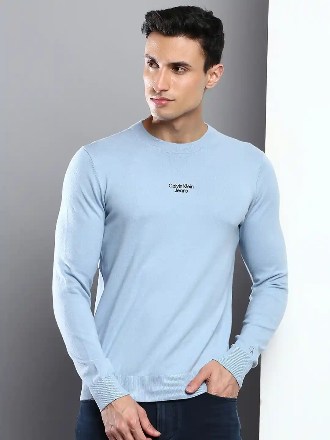 Buy Calvin Klein Jeans Men Solid Pullover Organic Cotton Sweater