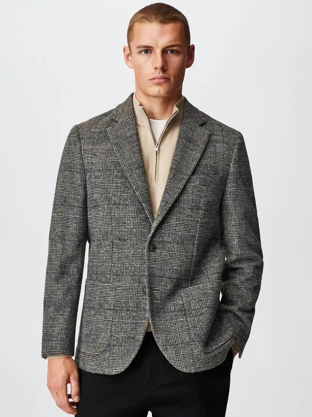 Buy MANGO MAN Checked Slim Fit Tweed Blazer Blazers for Men
