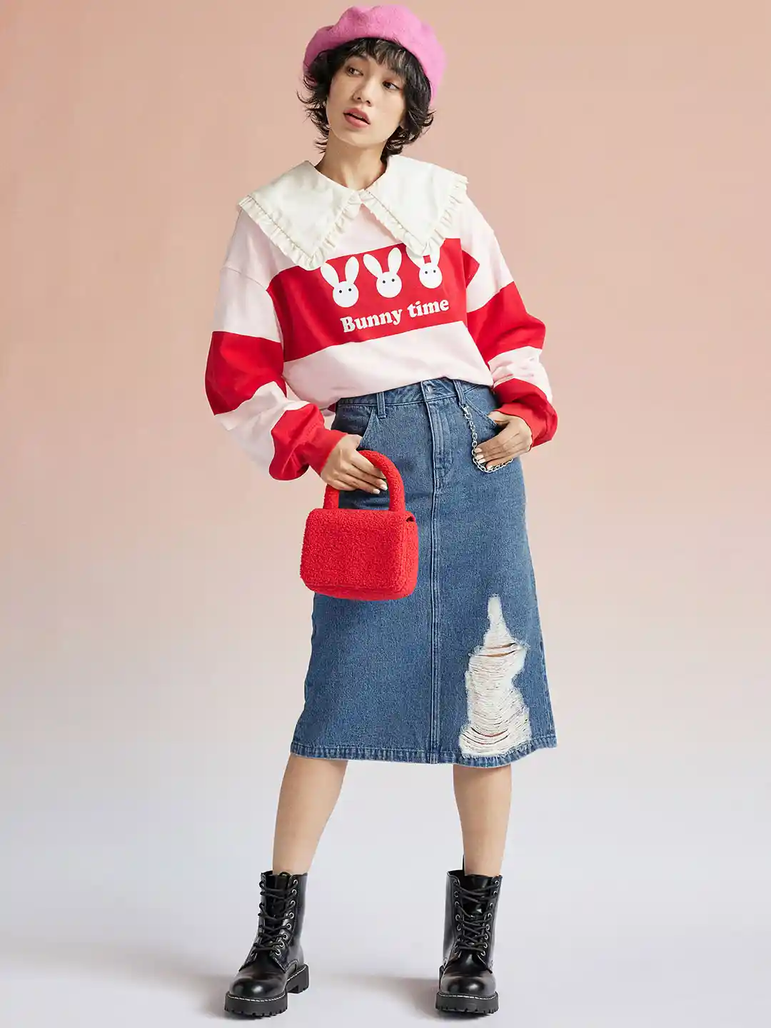 Buy H&M Chain-Detail Knee-Length Denim Skirt Skirts for Women