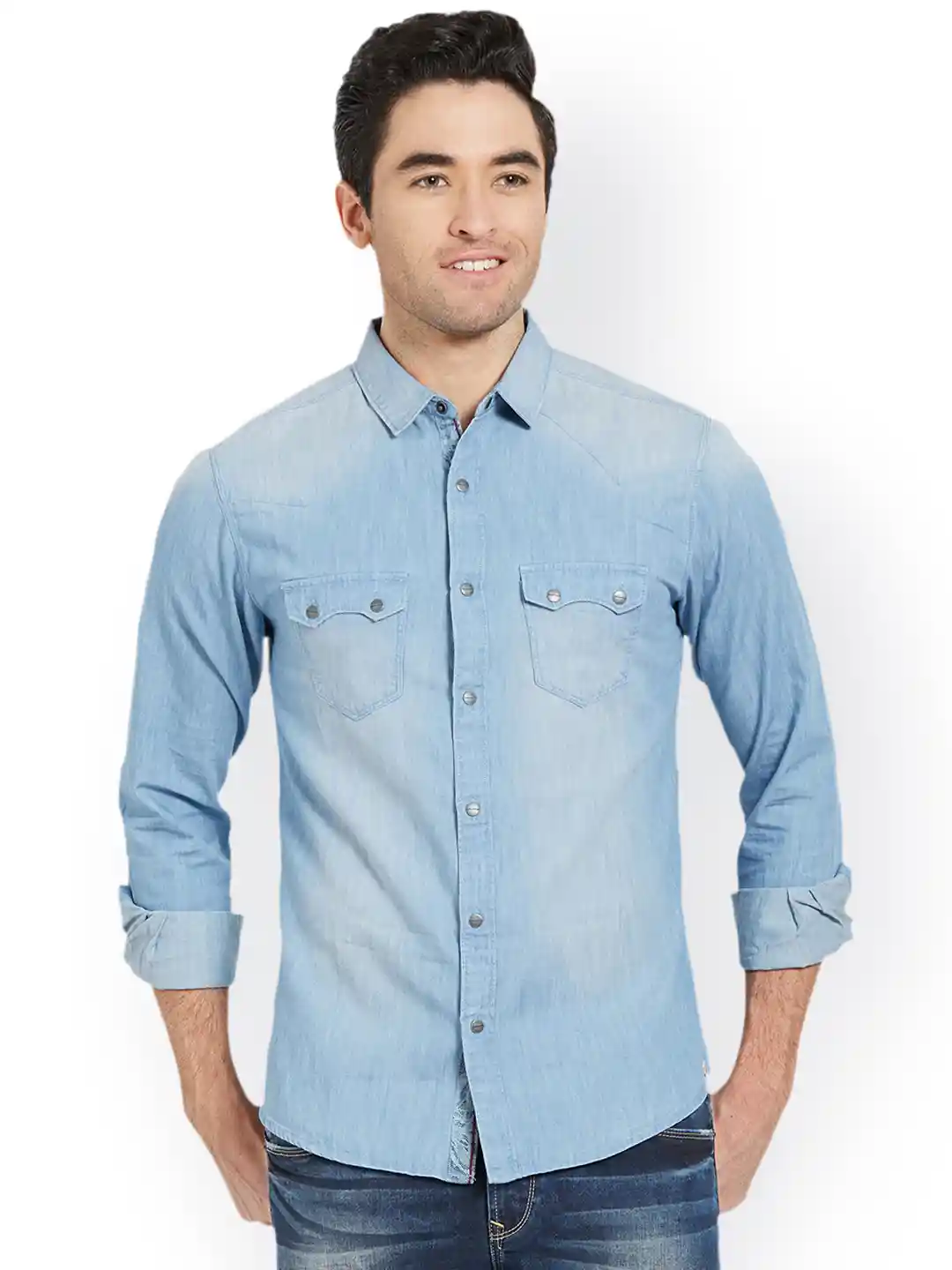 Buy SPYKAR Men Blue Slim Fit Denim Casual Shirt Shirts for Men