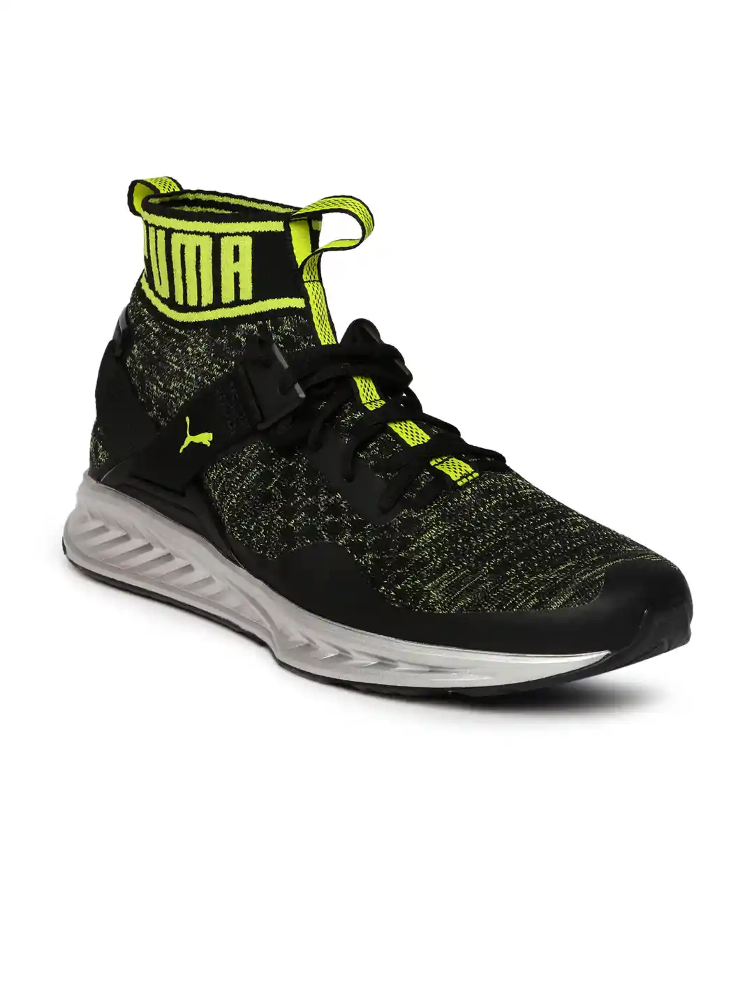 Running Shoes Puma Ignite Evoknit Cheap Men Puma Men Black Lime Green IGNITE EvoKNIT NC Running Shoes