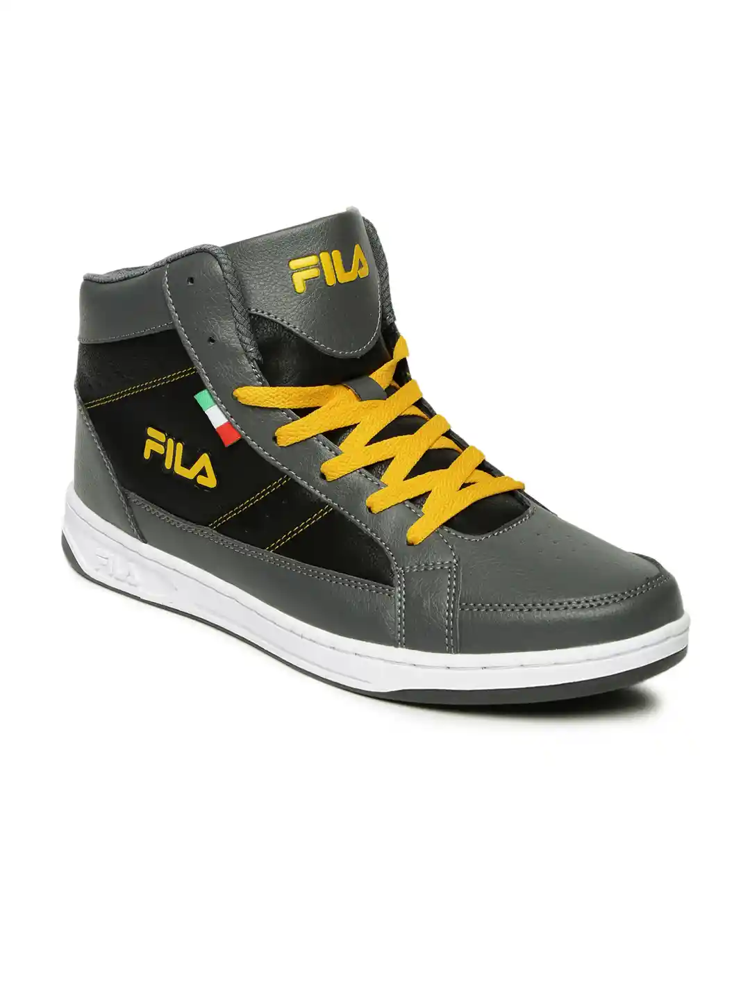 Buy FILA Men Grey Colourblocked Synthetic Leather Mid-Top Carter