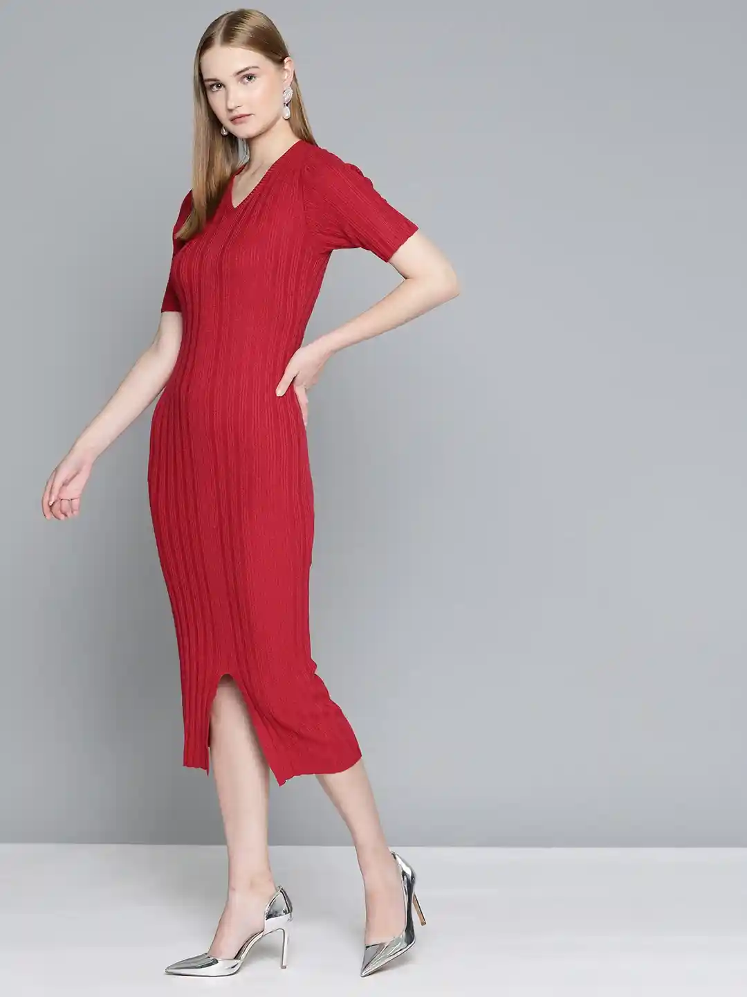 Buy Chemistry Self Striped Midi Sweater Dress Dresses for Women