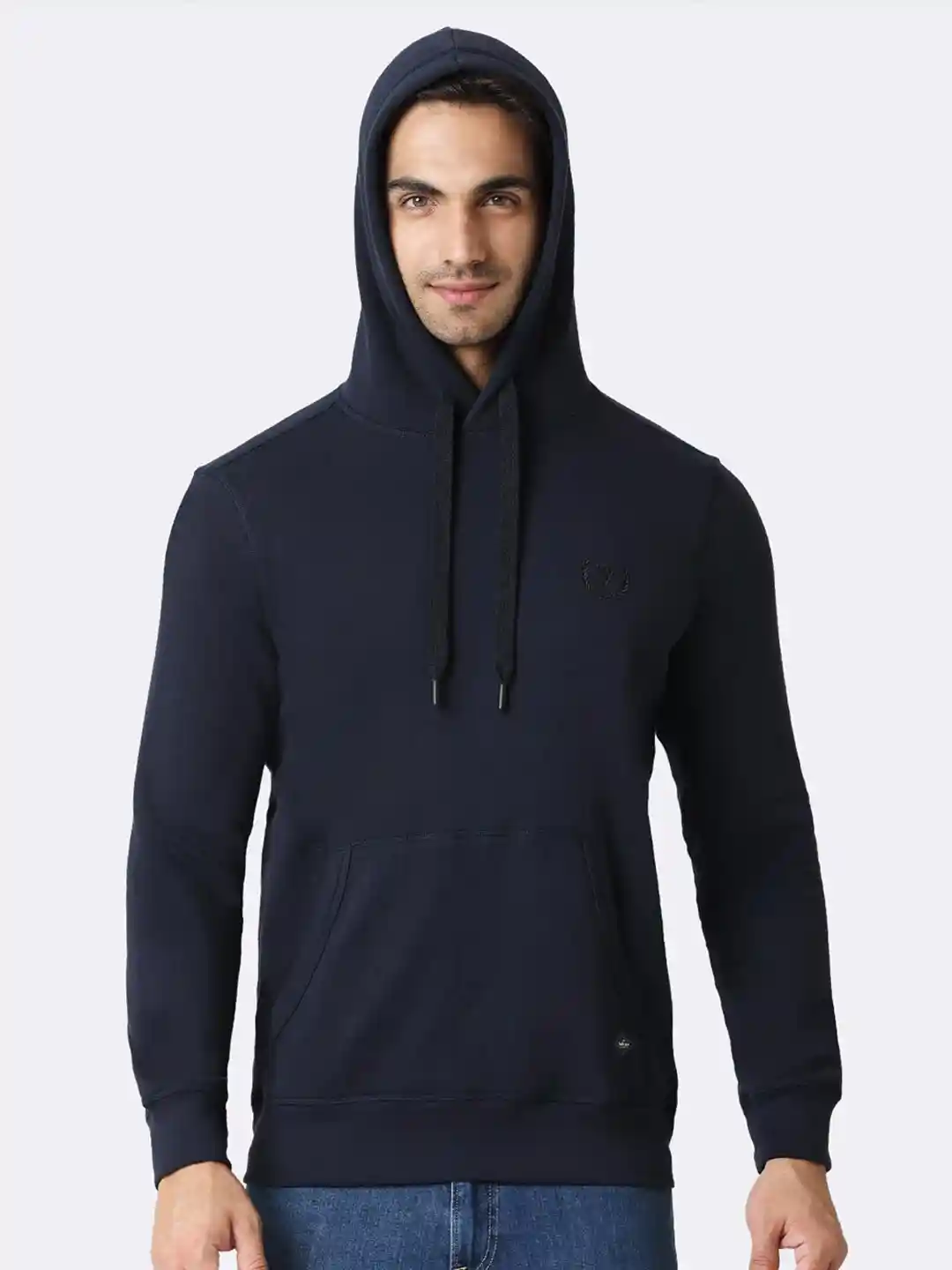 Buy Van Heusen Innerwear Men Navy Solid Hooded Neck Media Pocket