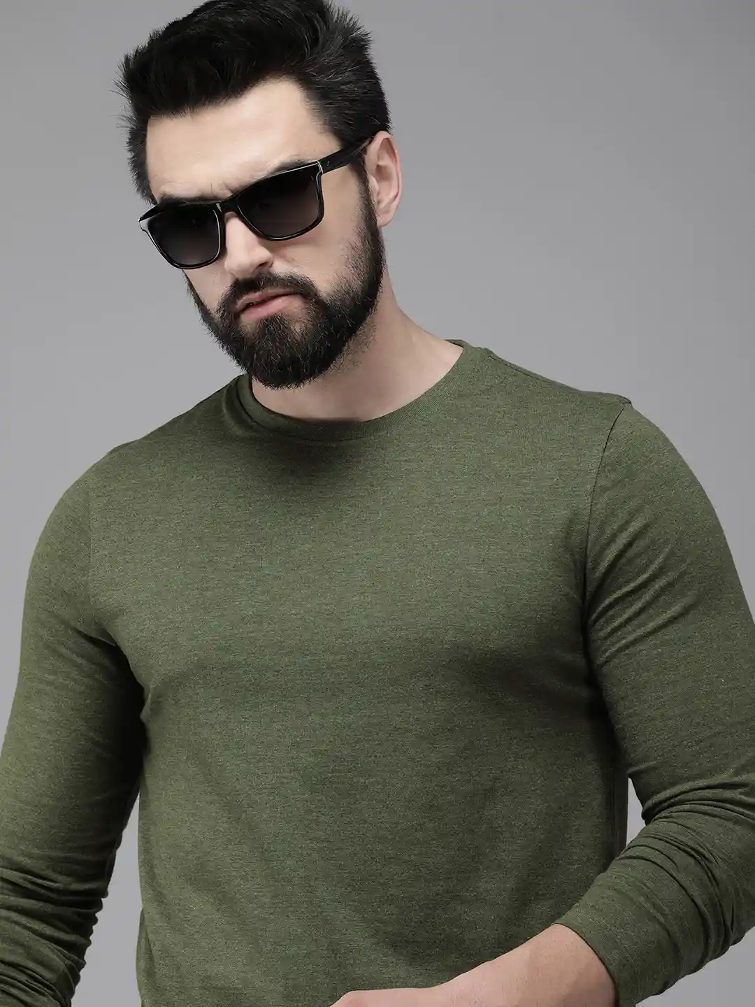 Buy The Roadster Lifestyle Men Solid Long Sleeves Round Neck