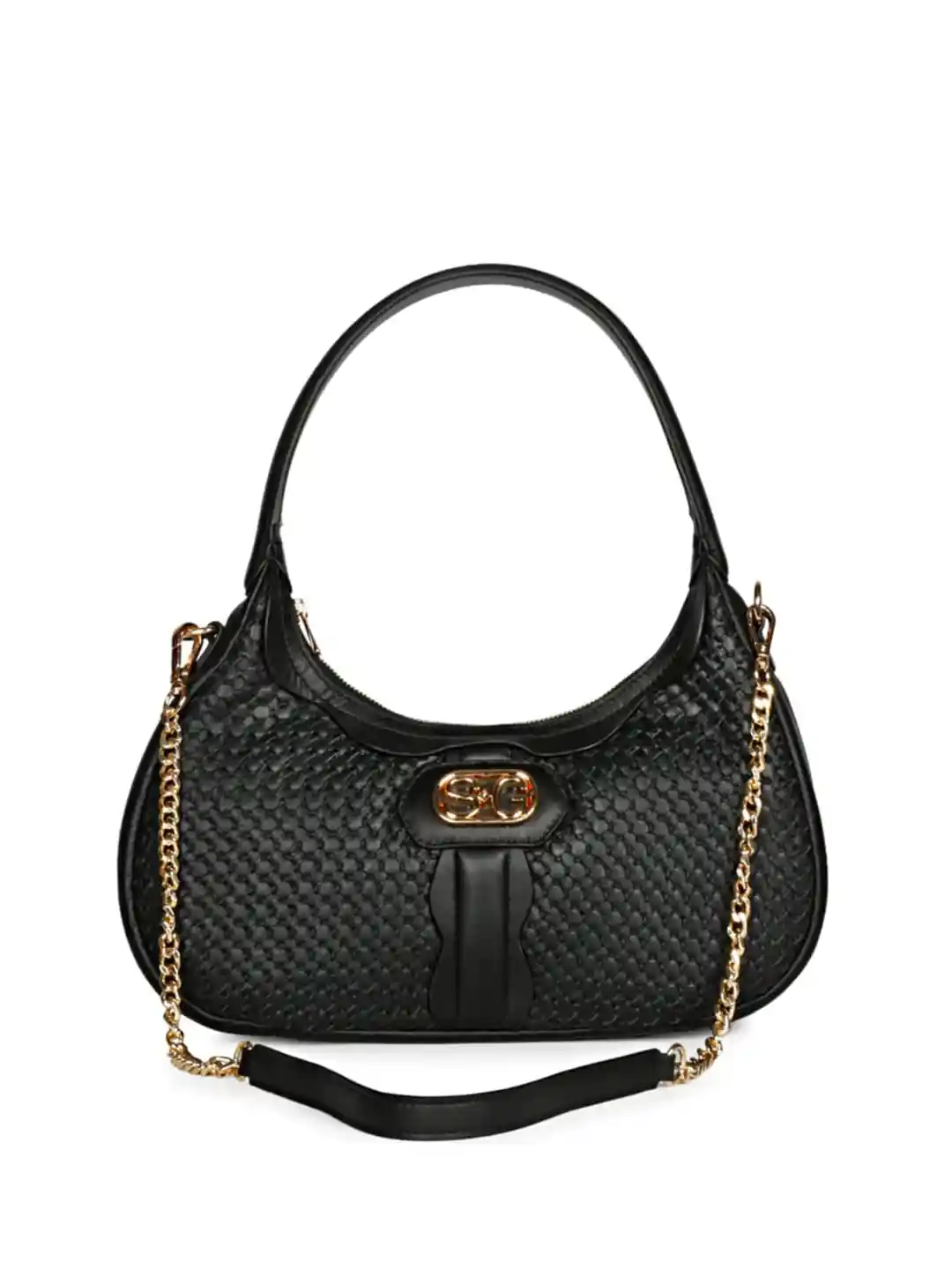 Saint G Textured Structured Leather Hobo Bag