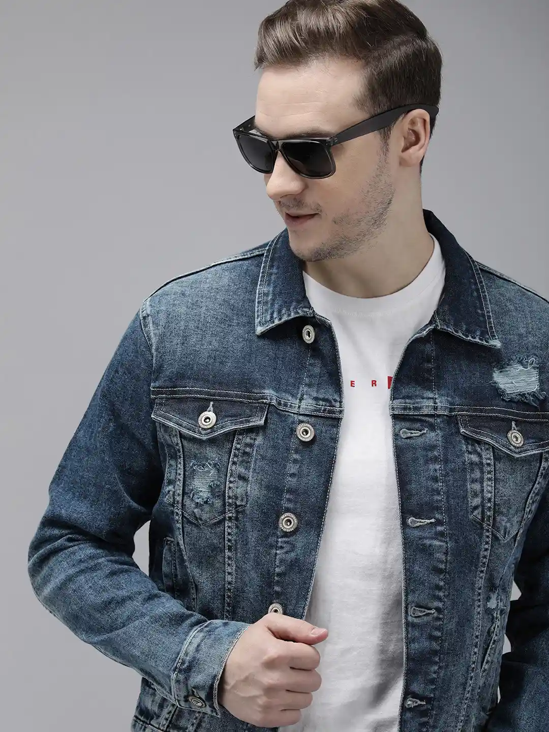 BEAT LONDON by PEPE JEANS Solid Distressed Denim Jacket
