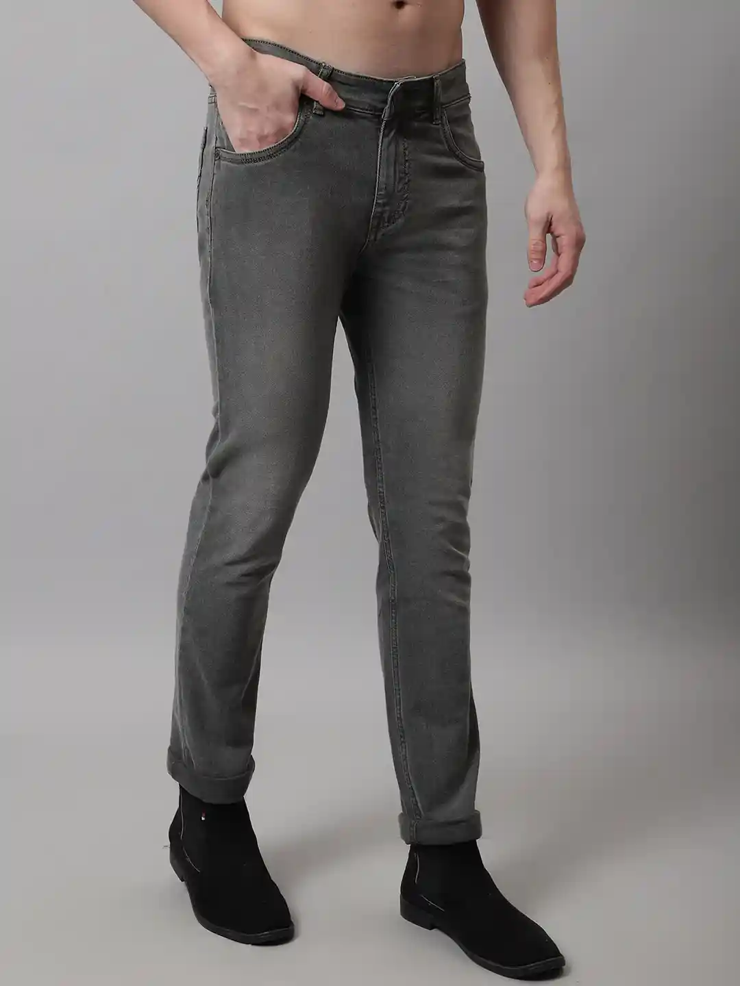 Buy Cantabil Men Cotton Low Distress Light Fade Stretchable Jeans