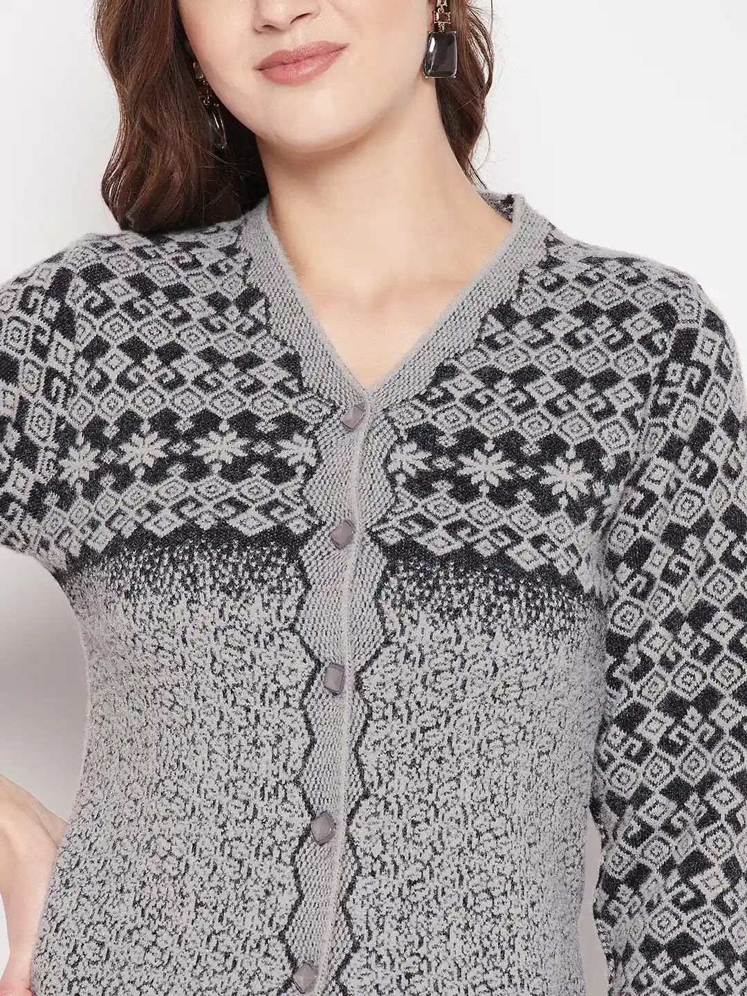 Buy Zigo Women V-Neck Fair Isle Wool Cardigan Sweater Sweaters