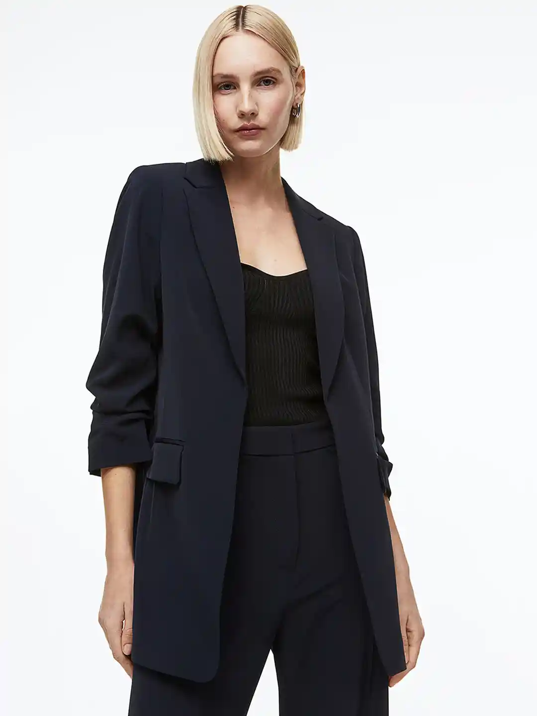 Buy H&M Women Gathered-Sleeve Jacket Blazers for Women 21470410