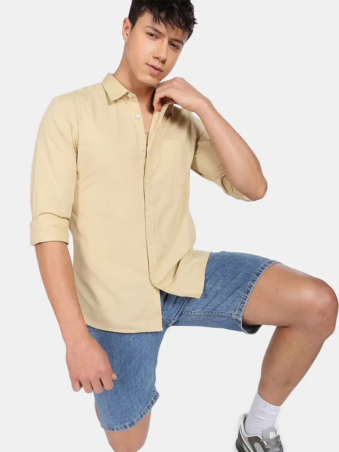 Buy Flying Machine Spread Collar Stretch Poplin Casual Shirt