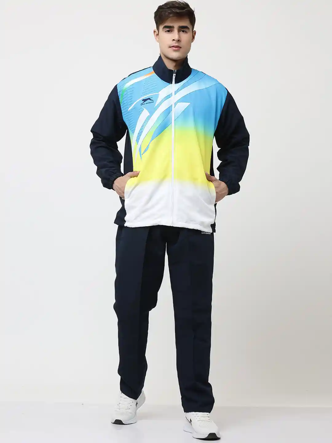 Buy Shiv Naresh Men Colorblocked Hooded Tracksuit Tracksuits for