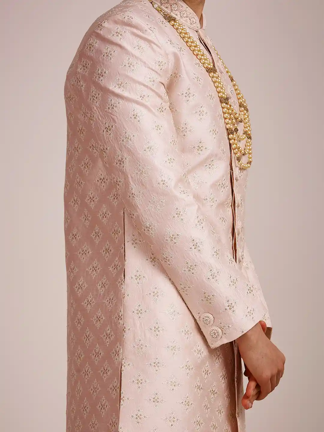 Buy Manyavar Men Embroidered Art Silk Sherwani With Churidar