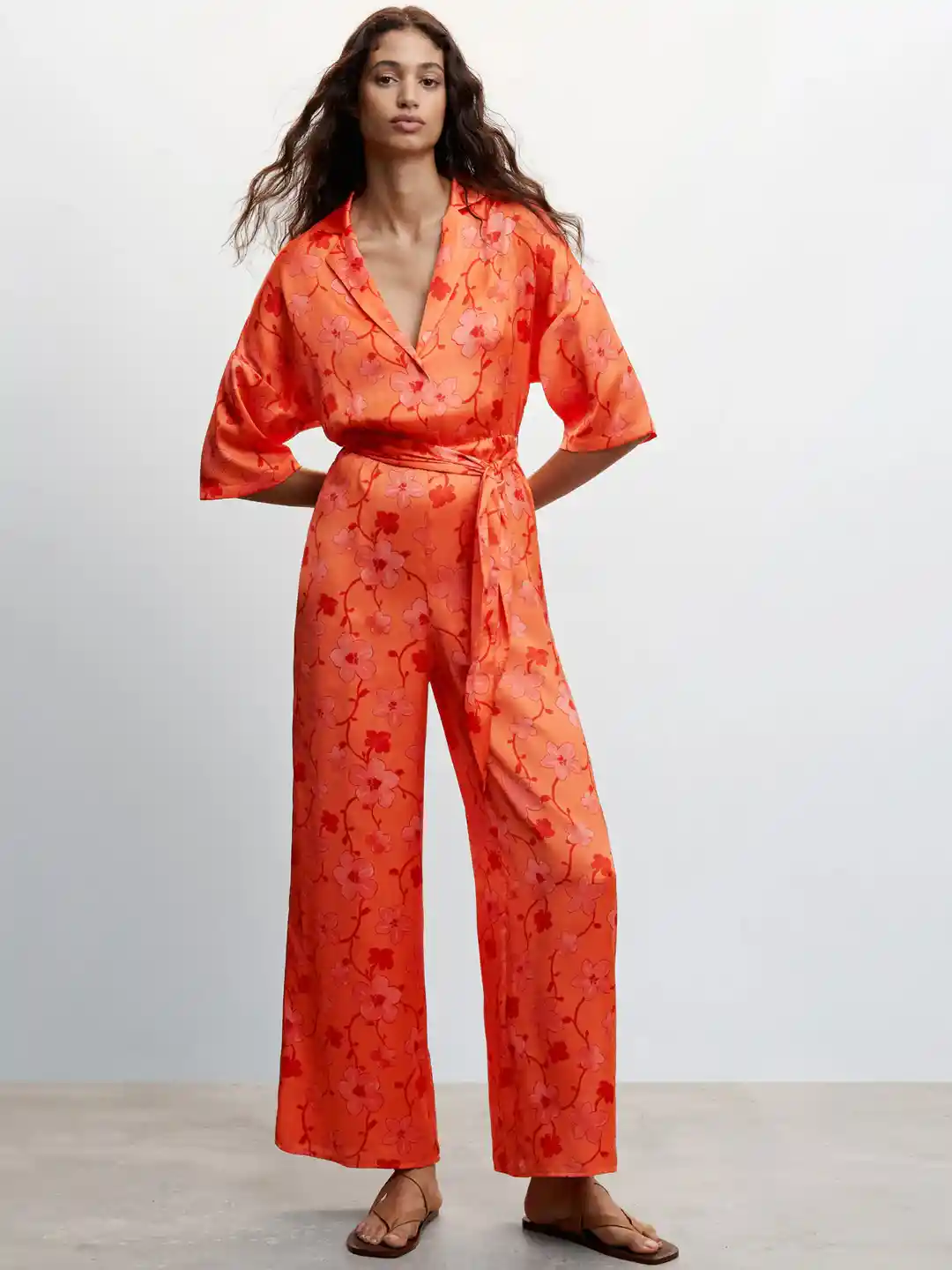 Buy MANGO Floral Printed Satin Sustainable Jumpsuit Jumpsuit for
