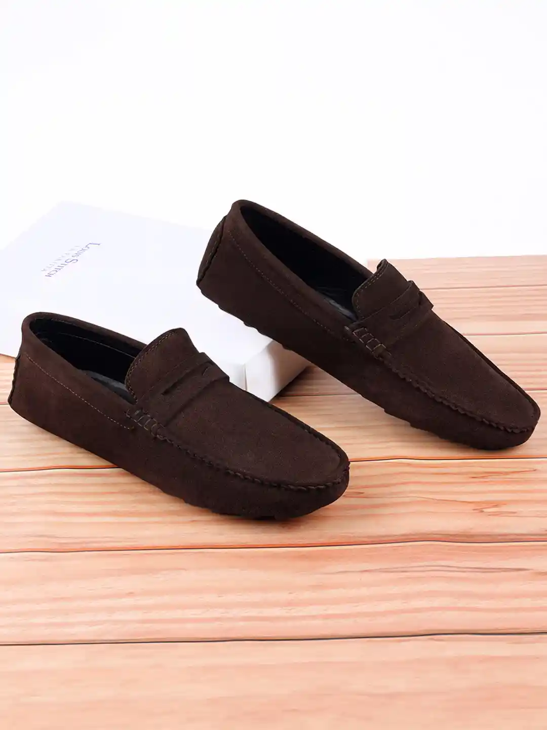 Leather Brown Suede Driving Shoes Buy LOUIS STITCH Men Brunette Brown Italian Suede Leather Handmade