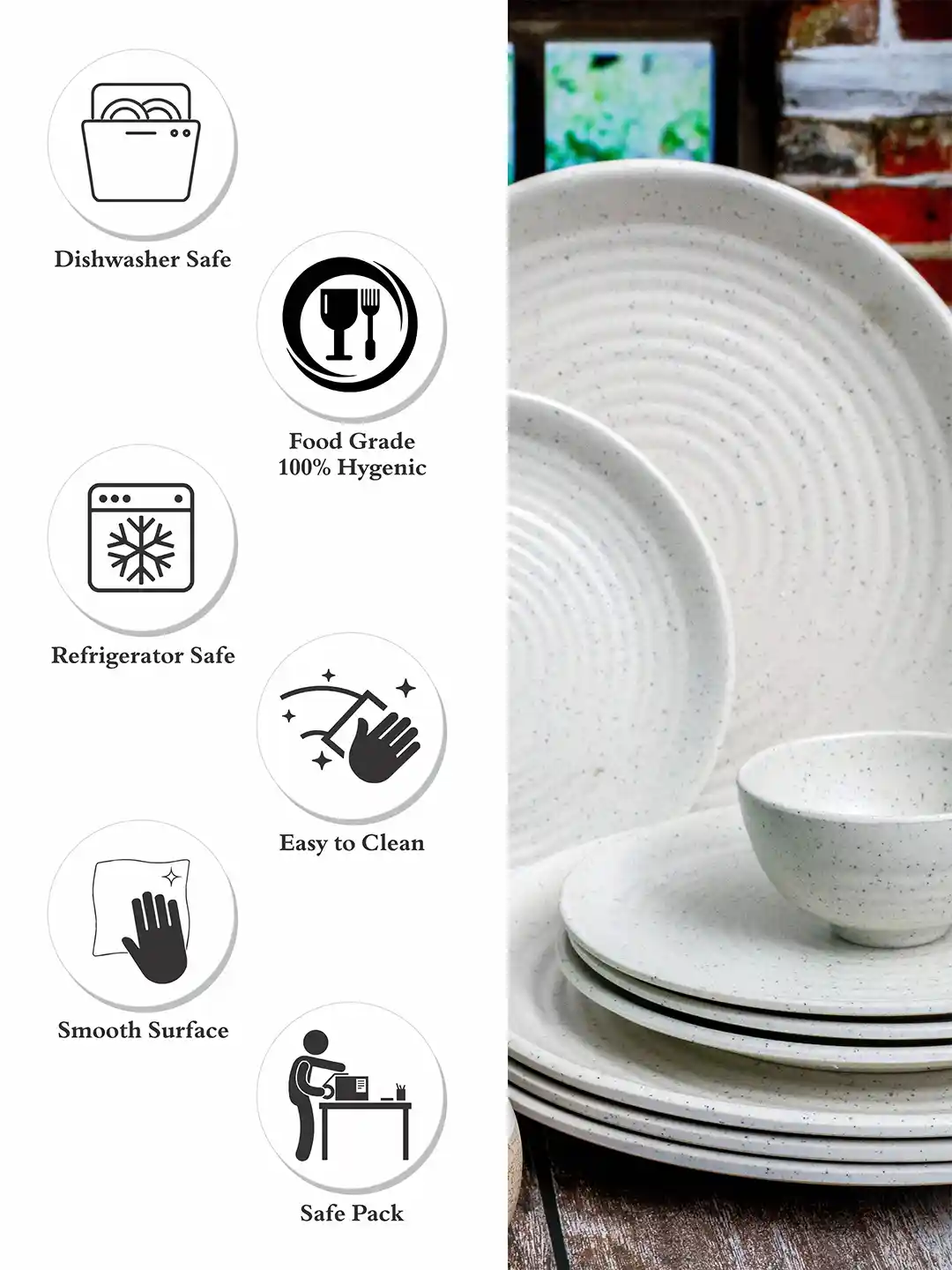 Buy GOODHOMES White Solid Melamine Dishwasher Safe 16 Piece Dinner