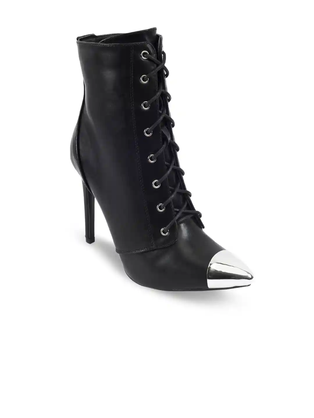 Truffle Collection Women Black Pointy-Toed High-Top Heeled Boots
