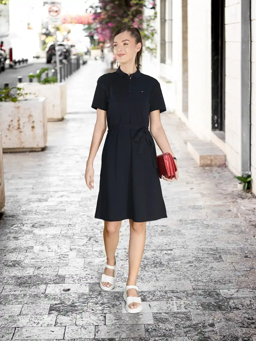 Buy Tommy Hilfiger Short Sleeves Belted T-shirt Dress Dresses - Main Image
