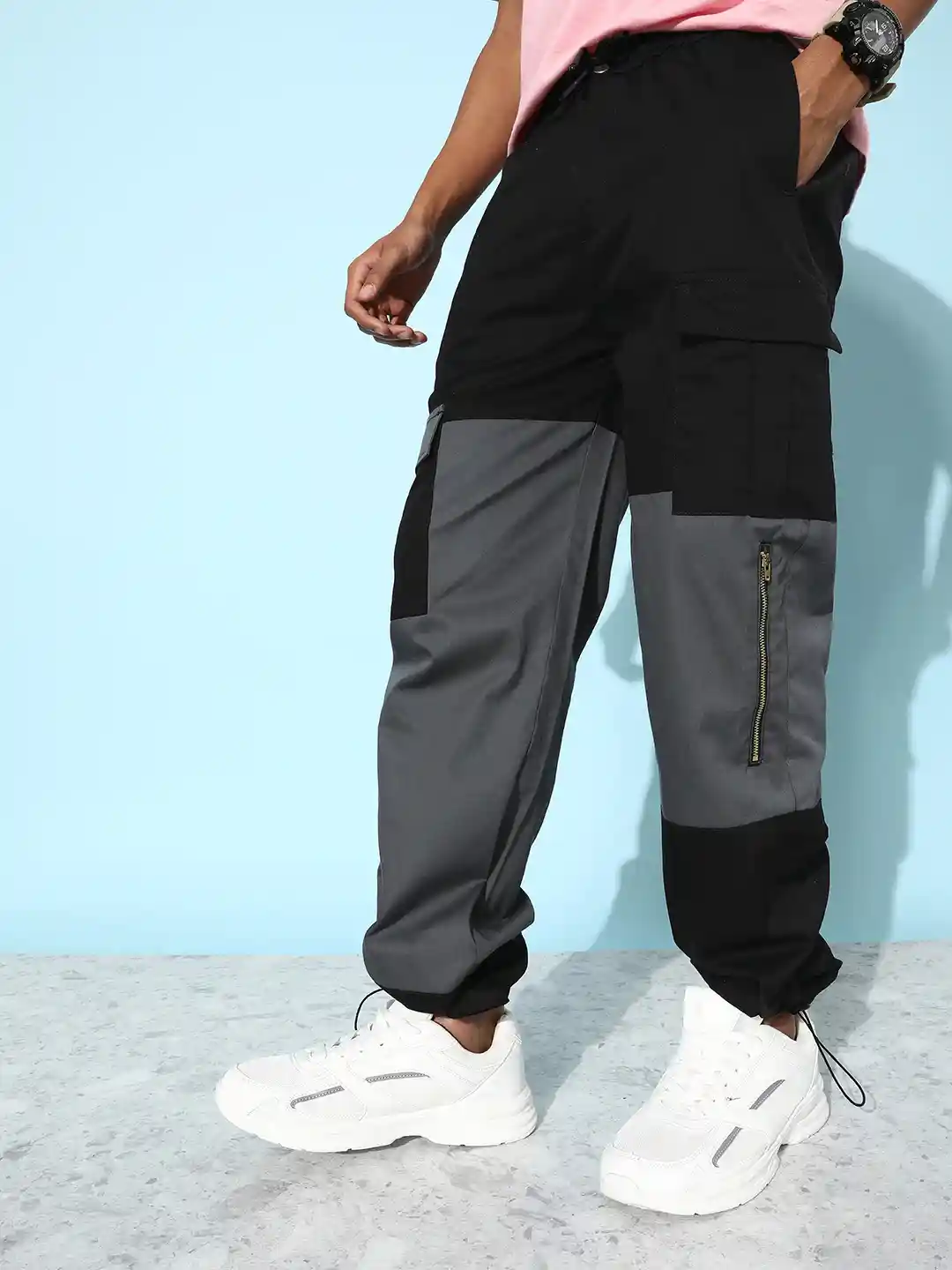 Buy Kook N Keech Men Colourblocked Cut N Sew Pure Cotton Cargo