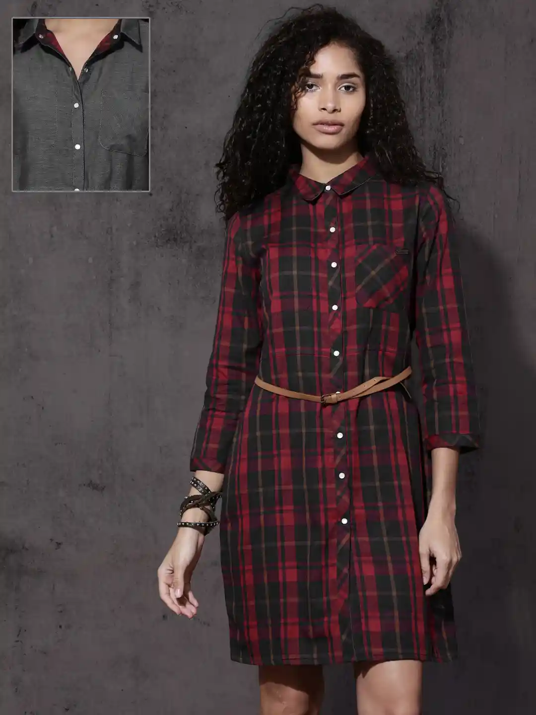 Ladies Dresses Red And Black Plaid Shirt Dress Roadster Women Red