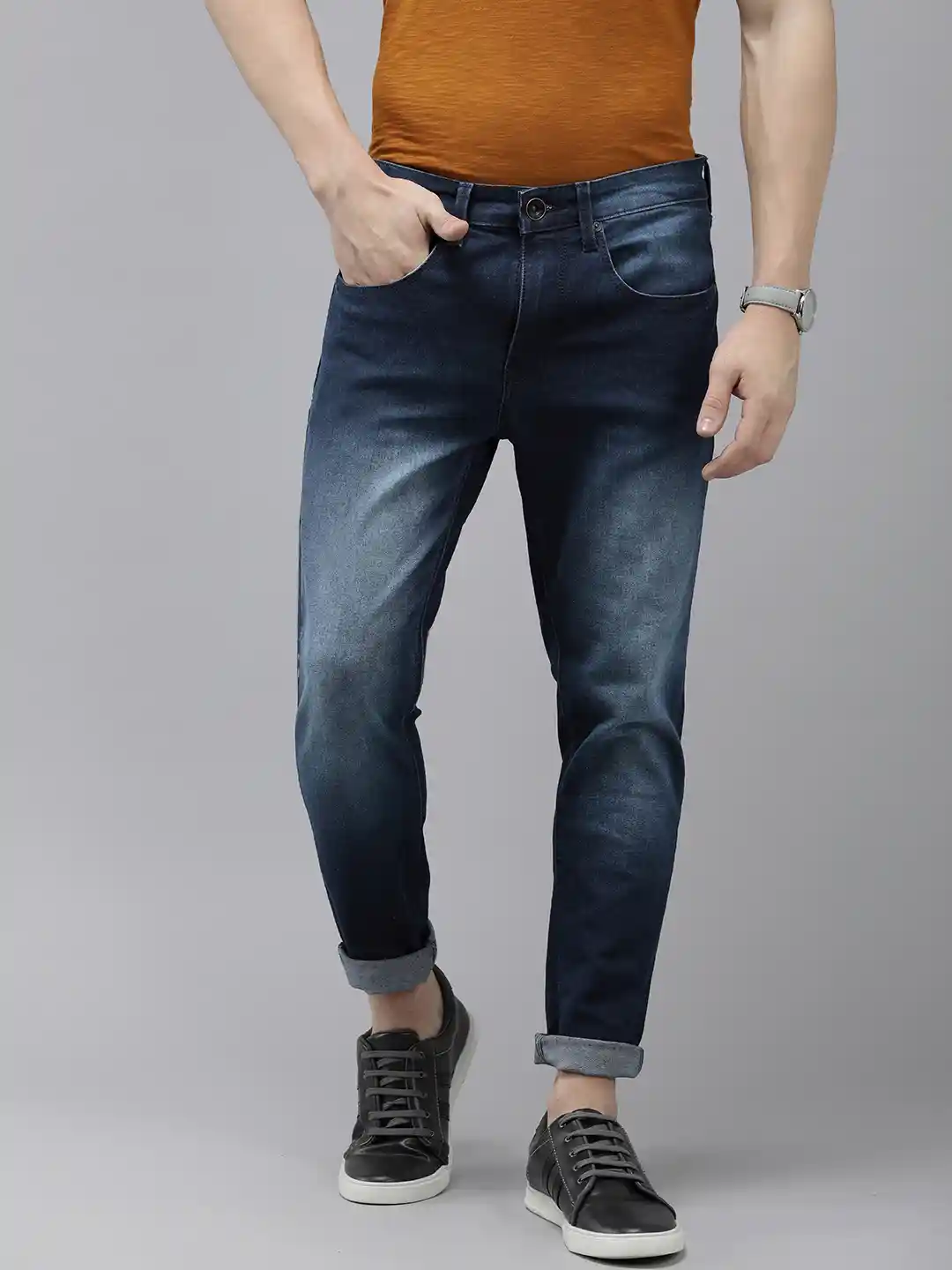 Pepe Jeans Men Chinox Mid-Rise Super Skinny Fit Heavy Fade Stretchable  Ankle Jeans