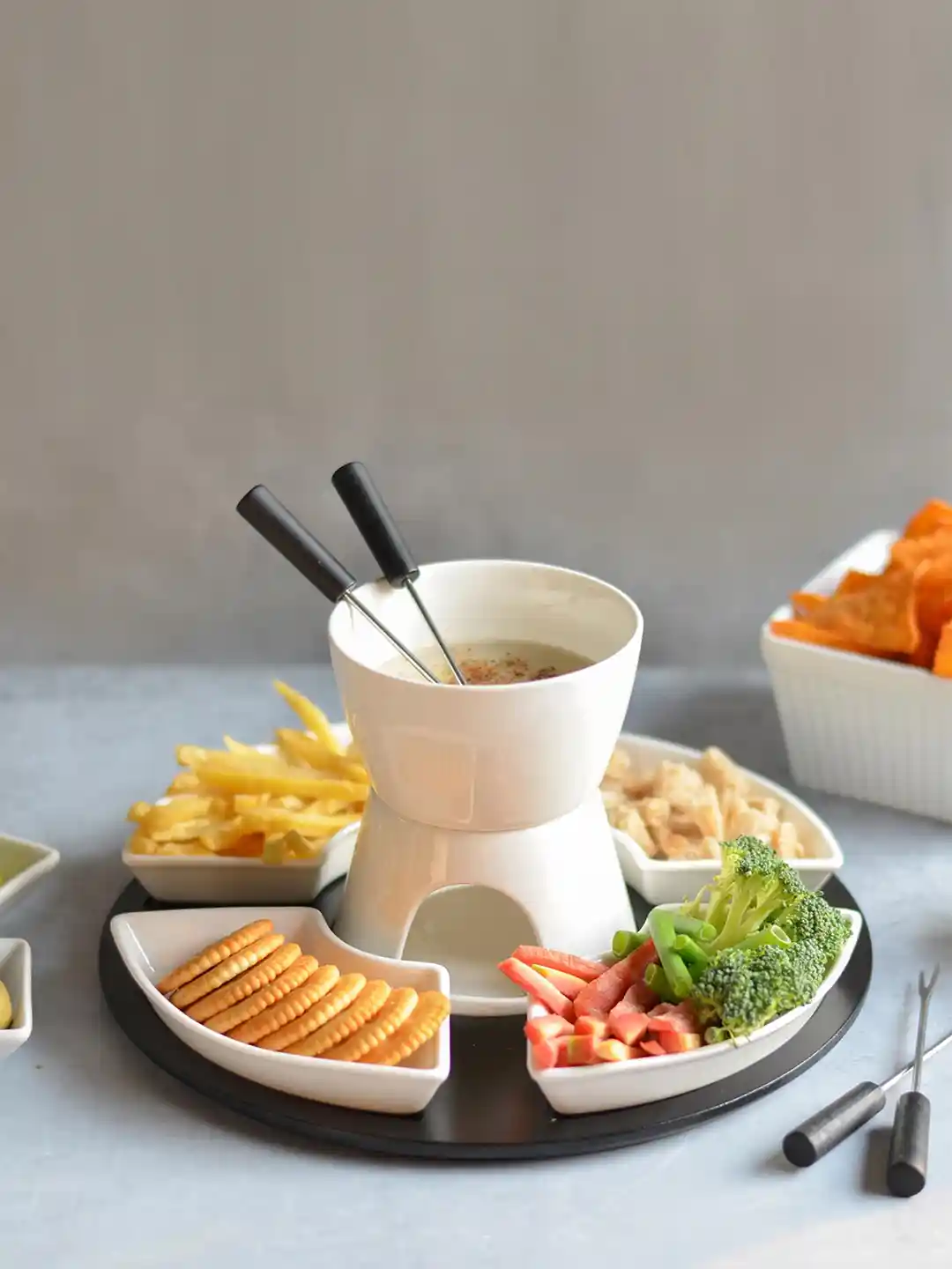 Buy Nestasia White pcs Ceramic Fondue Set Food Platter for