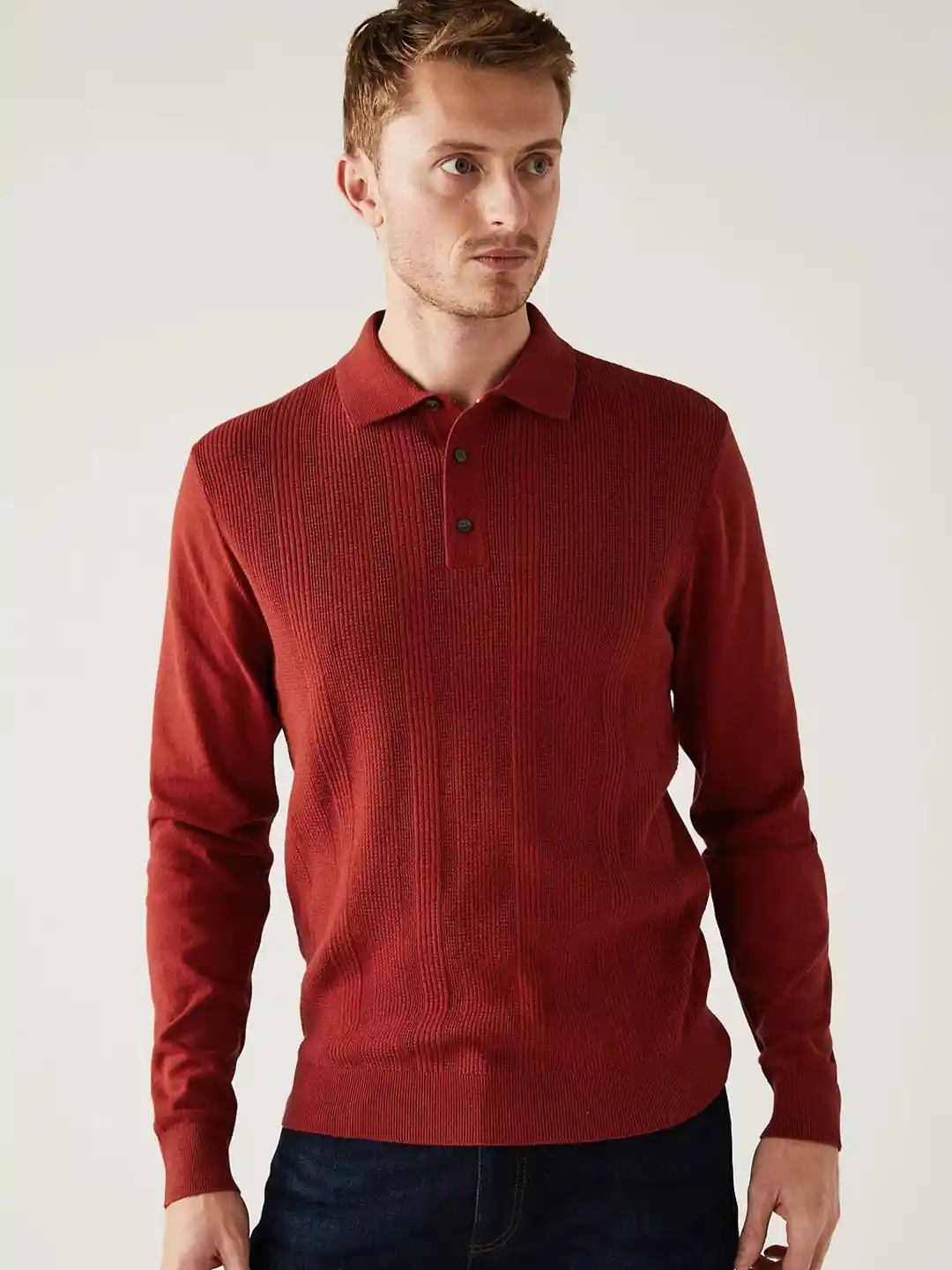 Buy Marks Spencer Men Polo Collar Long Sleeve T-shirt Tshirts