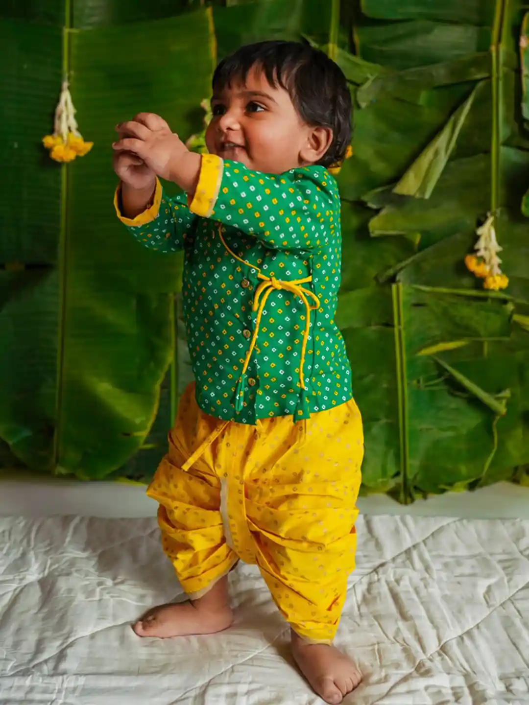 Buy Tiber Taber Infant Boys Bandhani Printed Angrakha Pure Cotton