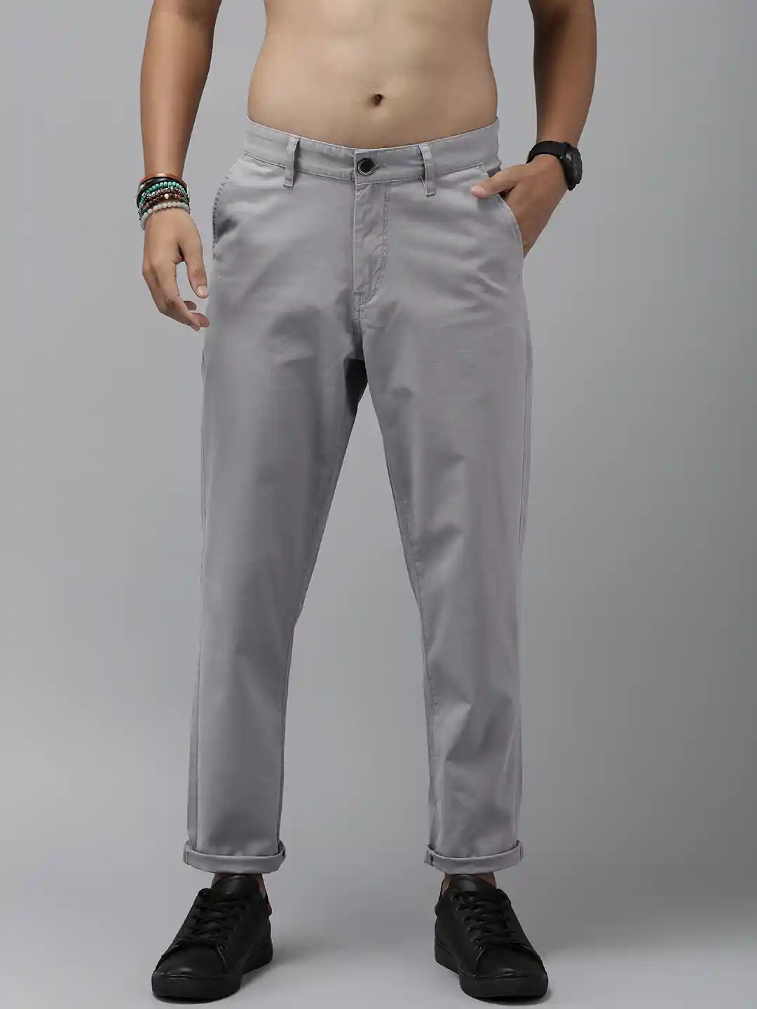Buy The Roadster Lifestyle Men Loose Fit Low-Rise Trousers