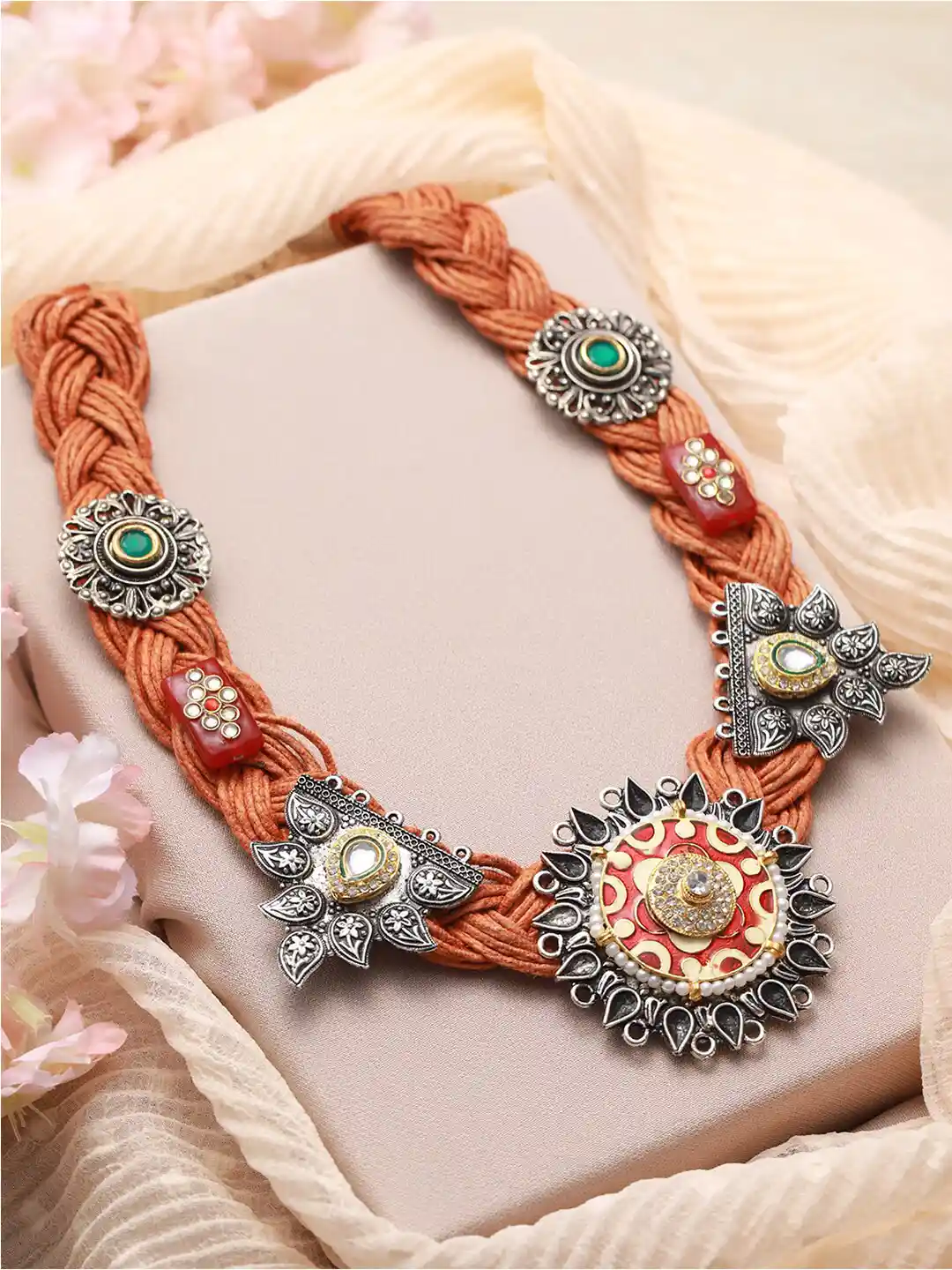 Buy Jazz and Sizzle German Silver Silver-Plated Crochet Necklace