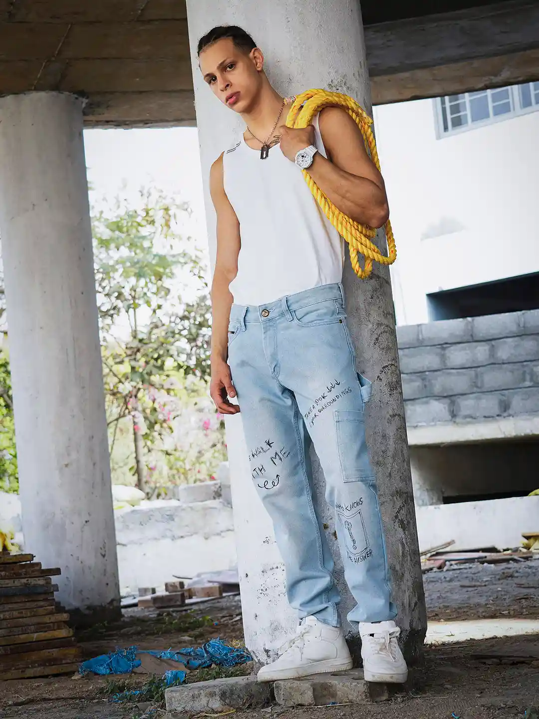 Buy The Indian Garage Co Men Relaxed Fit Light Fade Printed Jeans