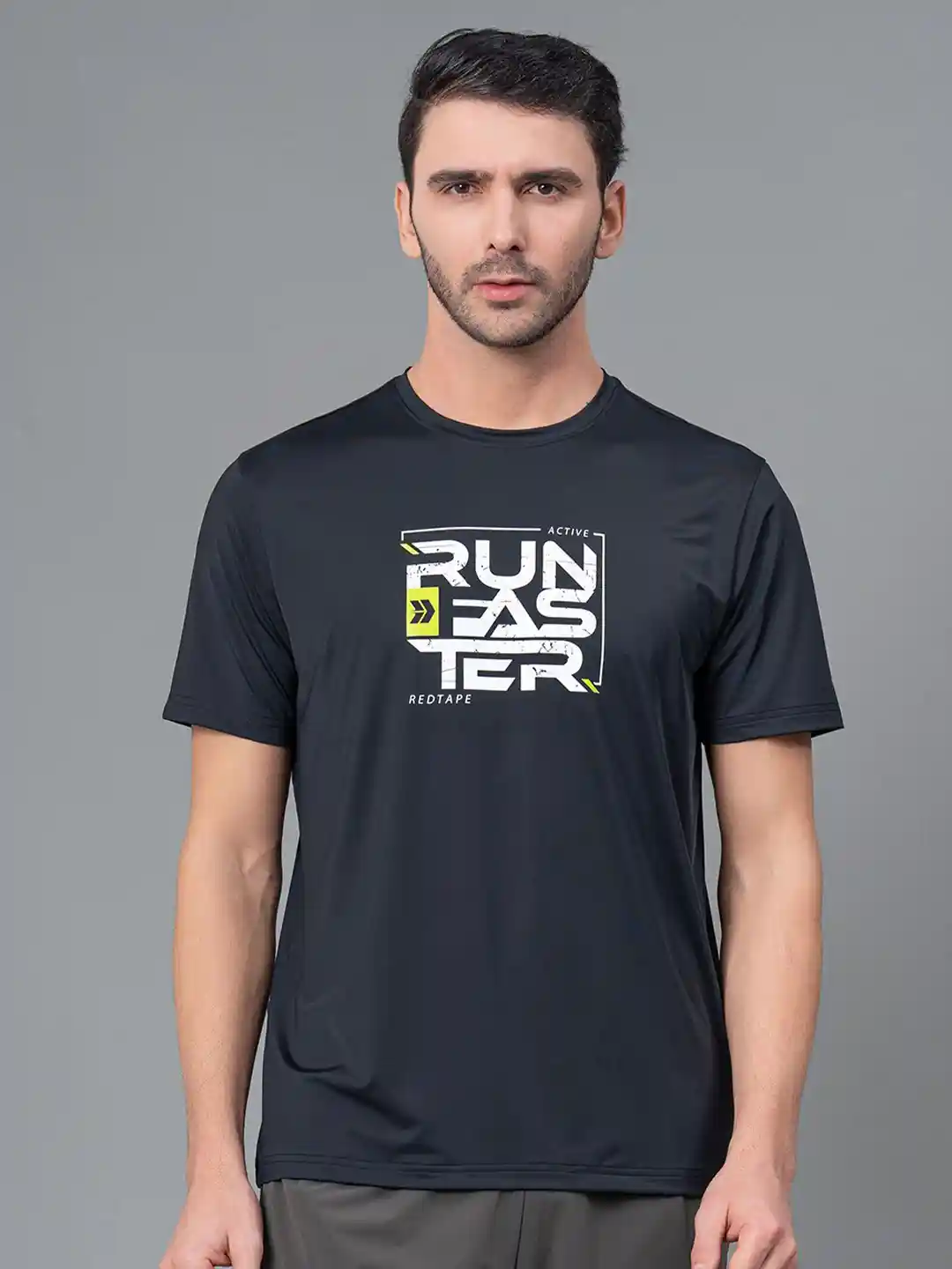 Red Tape Men Printed Round Neck Activewear T-shirt