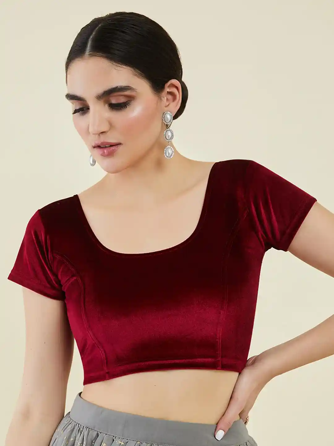 Soch Velvet Princess Cut Saree Blouse