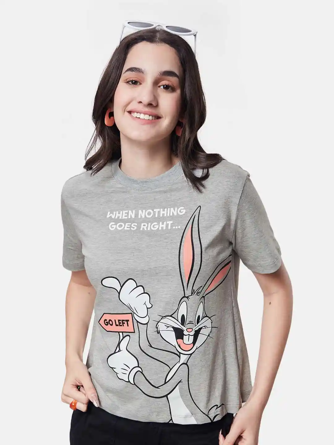 Buy The Souled Store Women Bugs Bunny Printed Pure Cotton T-shirt