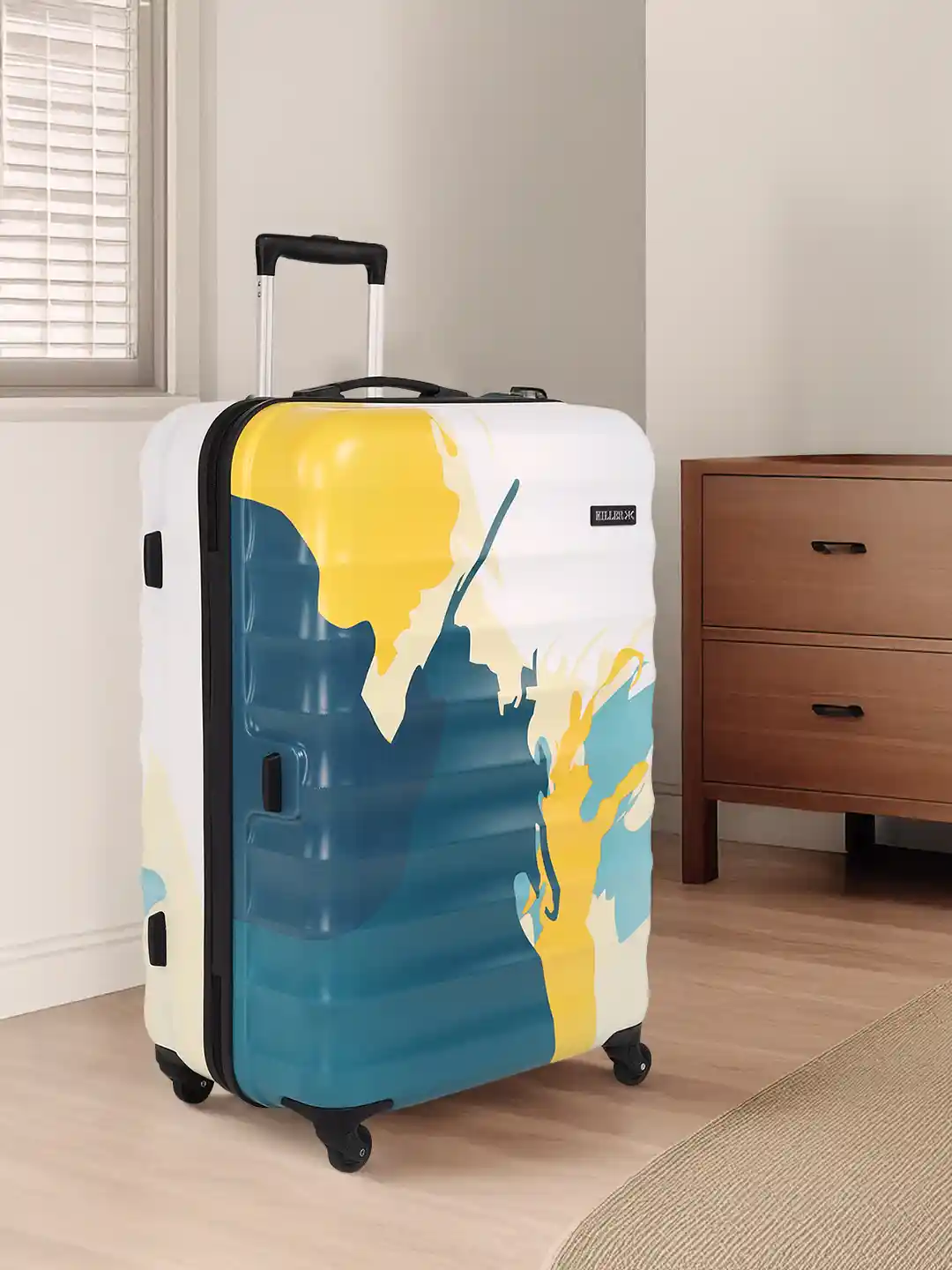 Buy Killer Abstract Printed Large Trolley Suitcase Cabin, Medium
