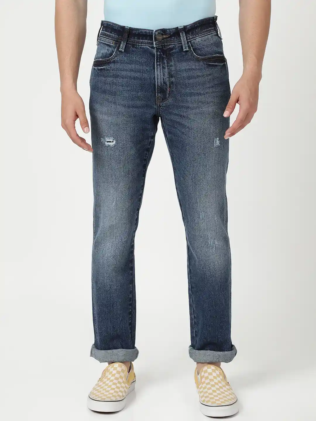 Buy Wrangler Men Millard Low Distress Heavy Fade Stretchable