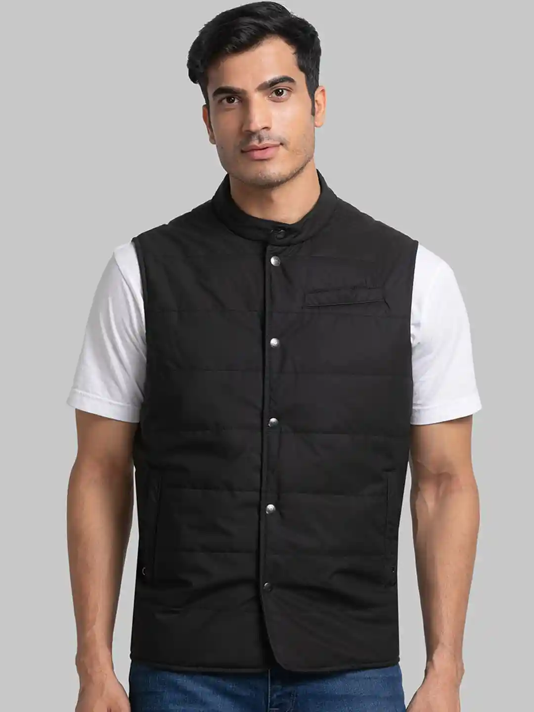 Buy Raymond Men Solid Sleeveless Padded Jacket Jackets for Men
