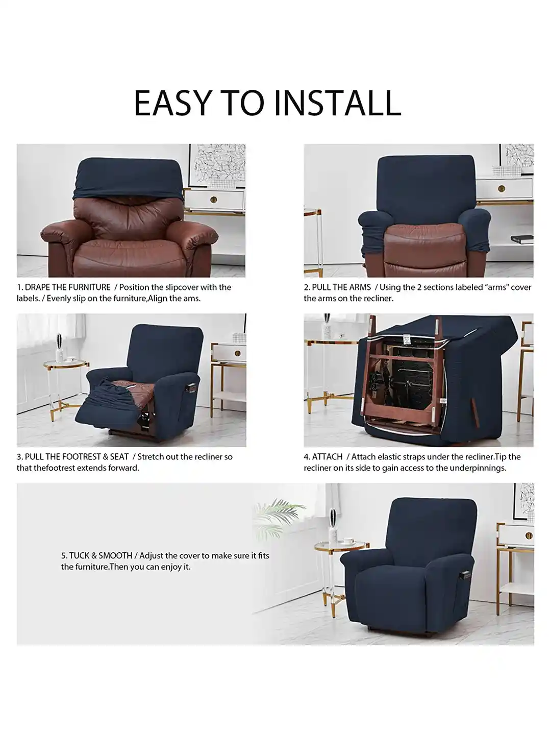 Buy HOUSE OF QUIRK Blue 4-Pcs Recliner Seater Jacquard Recliner