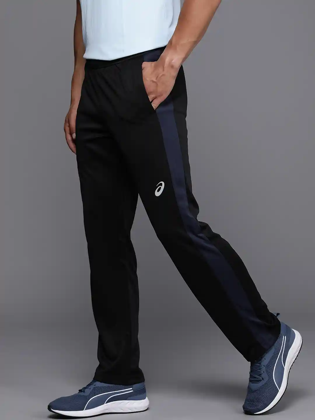 Buy ASICS Men Solid Mid-Rise Regular Fit Running Track Pant With