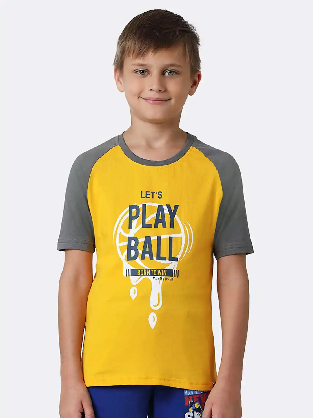 Buy Van Heusen Raglan Sleeve Typography Printed Cotton Smart Tech