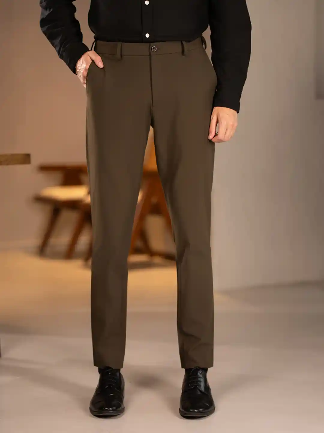 Buy The Pant Project Men Army Olive Solid Slim Fit Wrinkle