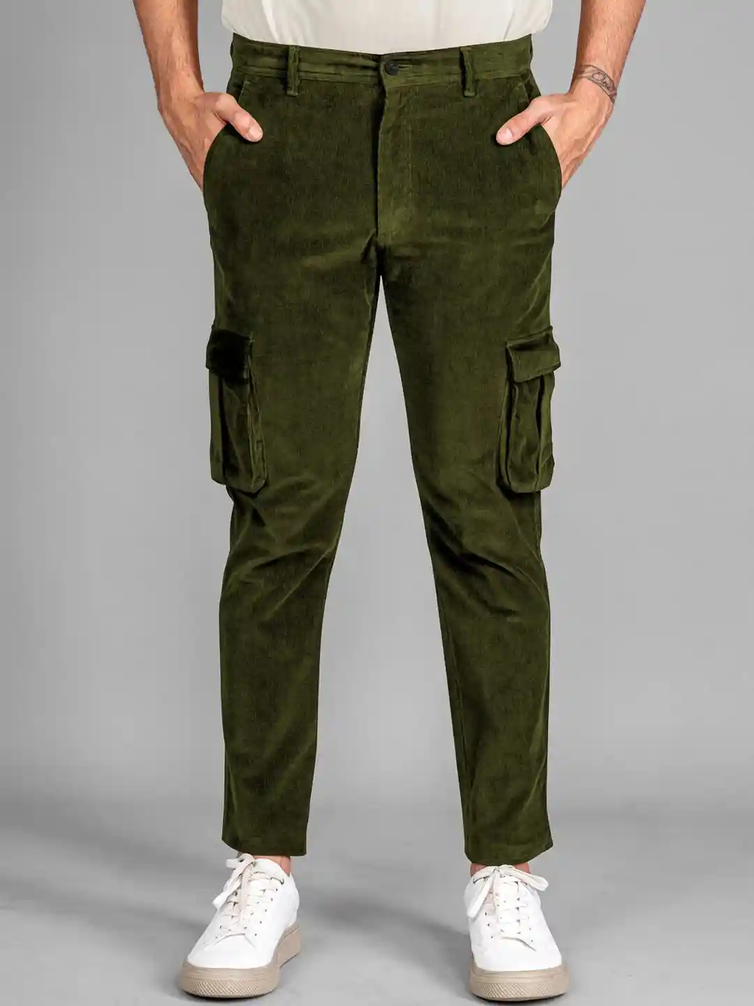 Buy The Pant Project Men Corduroy Tailored Slim Fit Cargos