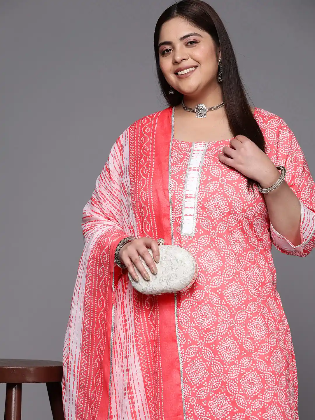Buy EXTRA LOVE BY LIBAS Plus Size Bandhani Printed Gotta Patti